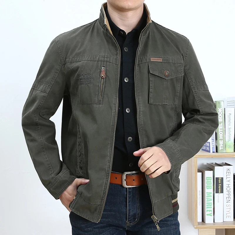 

Spring and Autumn Mens Safari Jacket Cotton Loose Casual Tooling Coat Dad Overcoats Middle-aged Mens Jackets and Coat Brand A662