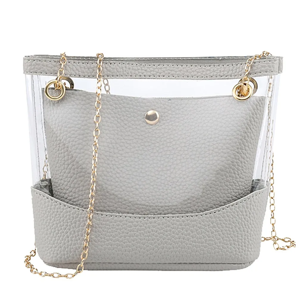 Модная прозрачная сумка из ПВХ на цепочке, женские сумки через плечо, сумочка, Сумочка через плечо, сумка через плечо, Bolso Mujer# H15 - Цвет: Gray