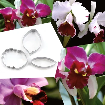 

3 pcs/set Stainless Steel Cattleya Petal Cutters Set, Candy Biscuit Cookie Cutters, Fondant Cake Decorating Tools