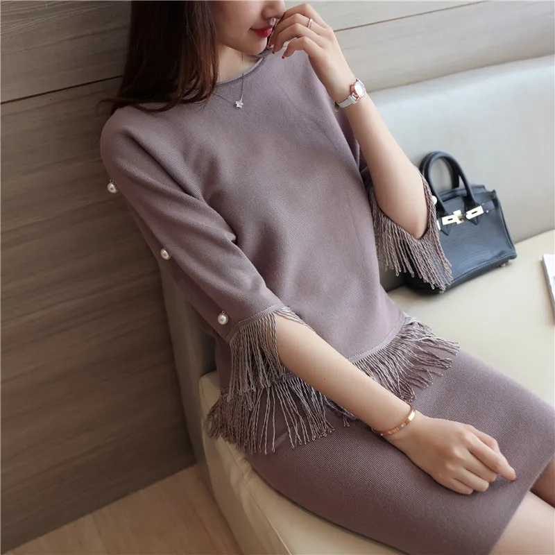 

7372 real women's clothing set pearl fringe knitting suit 47-5 color -1 building 6 District right shelf
