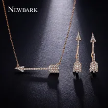 NEWBARK Classic Jewelry Sets Rose Gold Plated with Tiny CZ Paved Arrowhead Pendant Necklace and Stud Earrings for Women