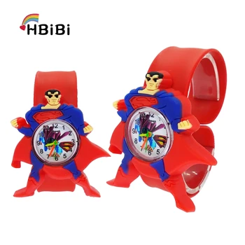 

3D Superman Children Fashion Watches Quartz Wristwatches Waterproof Jelly Kids Clock boys girls Students Clock Relogio kol saati