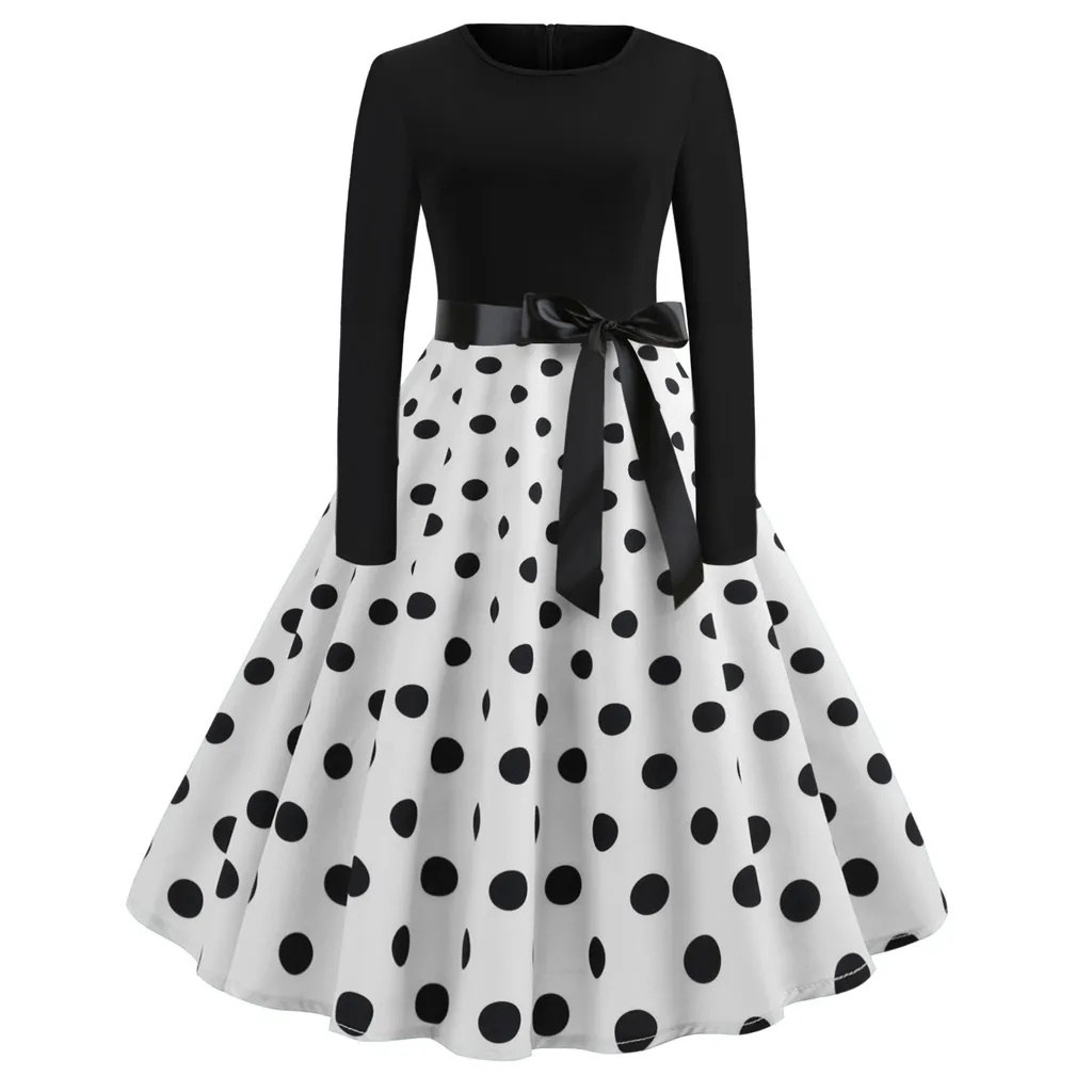 

Winter Dress Women Vintage Bodycon Long Sleeve O Neck Evening Printing Party Prom Swing Dress Vestido Invierno Mujer Dresses