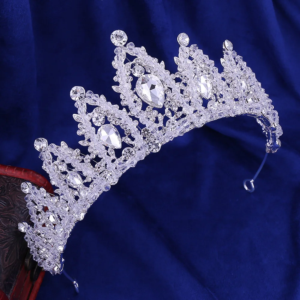 Wedding Coronal Tiara Rhinestones Crystal Bridal Headband Pageant Silver Princess Crown (1)