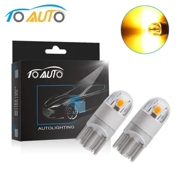 

2PCS T10 LED W5W Led Bulbs 2smd 3030 Auto 194 168 501 Wedge License Plate Lights Car Clearance Reading Lamp Yellow Amber 12V 24V