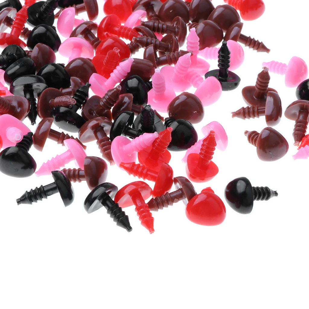 100pcs Mix Colored Plastic Screw Safety Nose for Bear Doll Stuffed Toy Animal Doll Nose for Teddy Bear Soft Toy Making or Repair