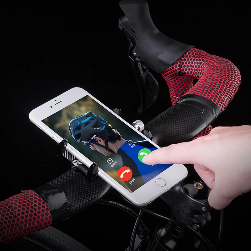 Online ROCKBROS Universal de aluminio para bicicleta teléfono soporte ajustable manillar de bicicleta para teléfono inteligente de 3,5 6,2 pulgadas
