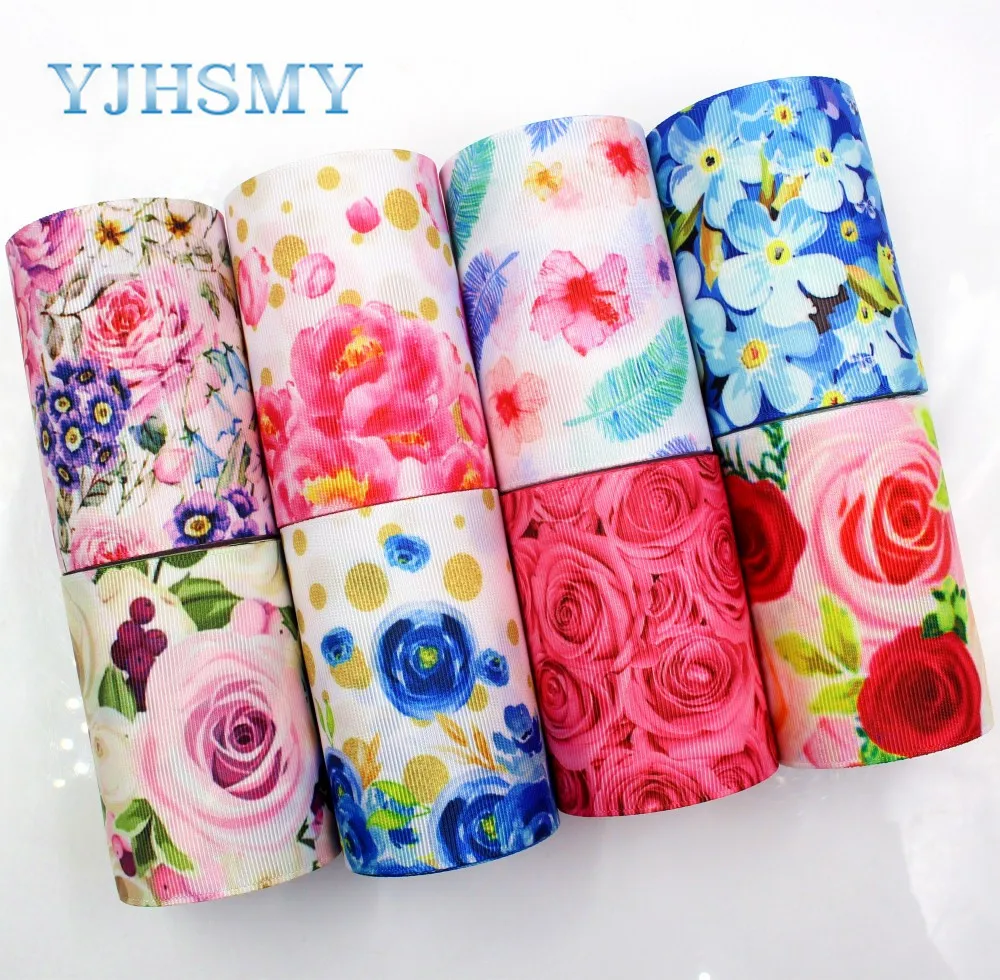 

YJHSMY,I-18428-34,75 mm 5 Yards spring flowers Ribbons Thermal transfer Printed grosgrain Wedding Accessories DIY material