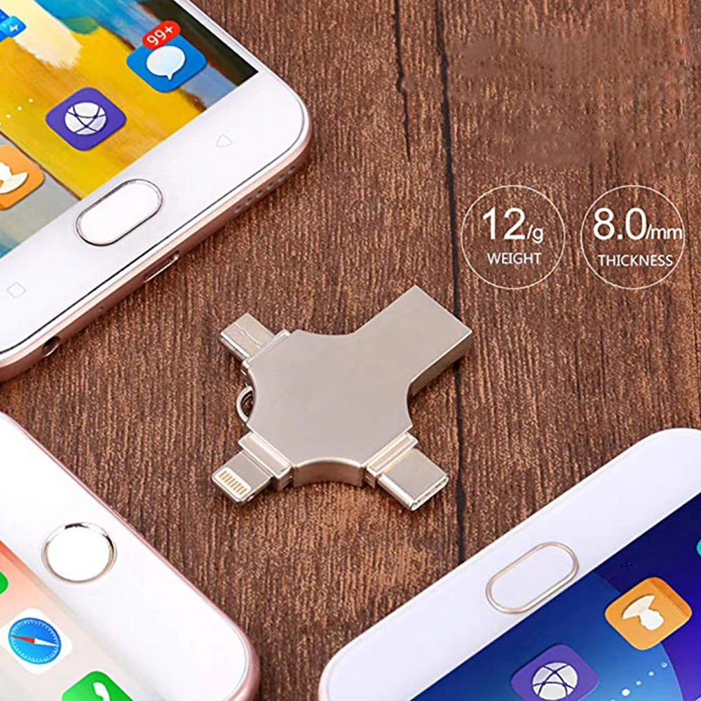 Flash Drive 128GB 4in1 USB3 0 OTG Multifunctional U Disk for iPhone Android phone Computer Type 5