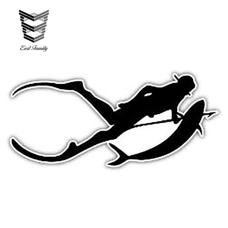 

EARLFAMILY 13cm X 5.9cm Diver Diving Underwater Hunting Spearfishing Snorkeling Decal Car Styling DIY Waterproof Car Stickers