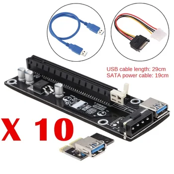 

10pcs USB 3.0 PCI-E Riser PCI E Express 1X to 16X Extender Card Board Adapter Cable SATA 15Pin-6Pin Power For Bitcoin Miner