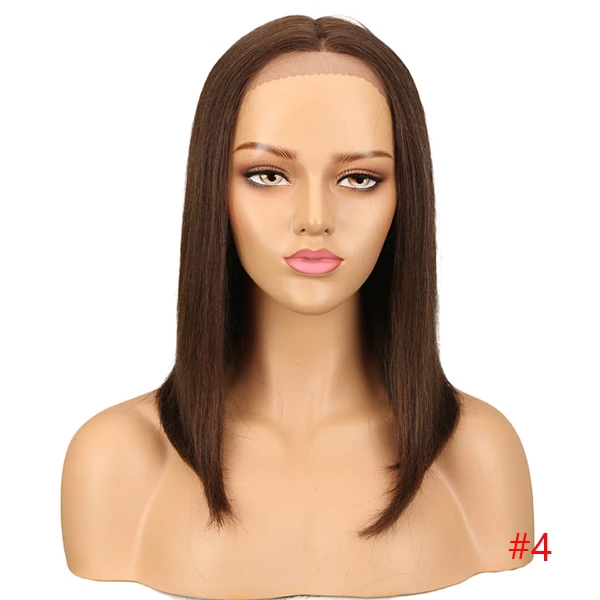 Rebecca средняя часть человеческие волосы кружево Искусственные парики для женщин Бразильский прямые волосы Реми парик блондинка коричневы - Цвет волос: #4