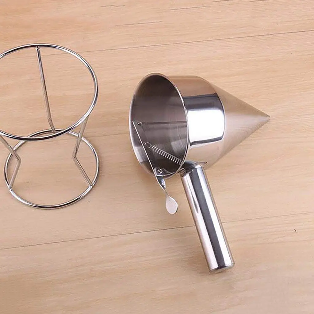 Kopen Roestvrijstalen Zuiger Trechter met Ondersteuning voor Saus Crème Doseren Trechter voor Saus