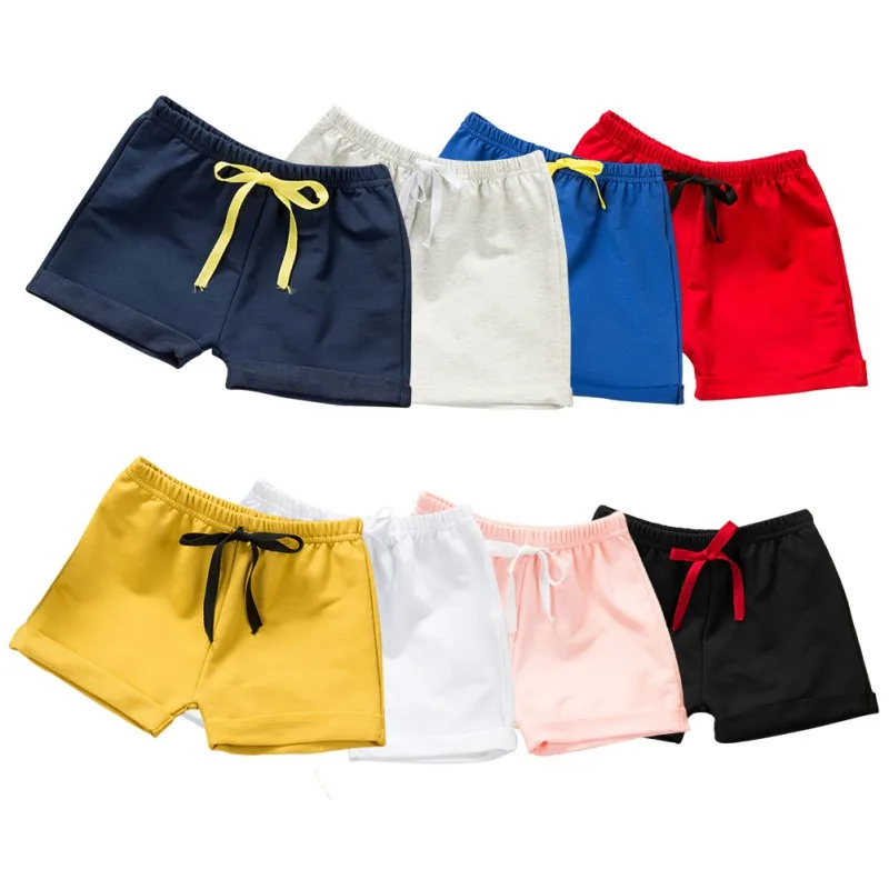 8 цветов, летние детские шорты для девочки мальчиков Пляжные штаны детские штаны регулярные Повседневное пляжные шорты, брюки Карамельный цвет новейший