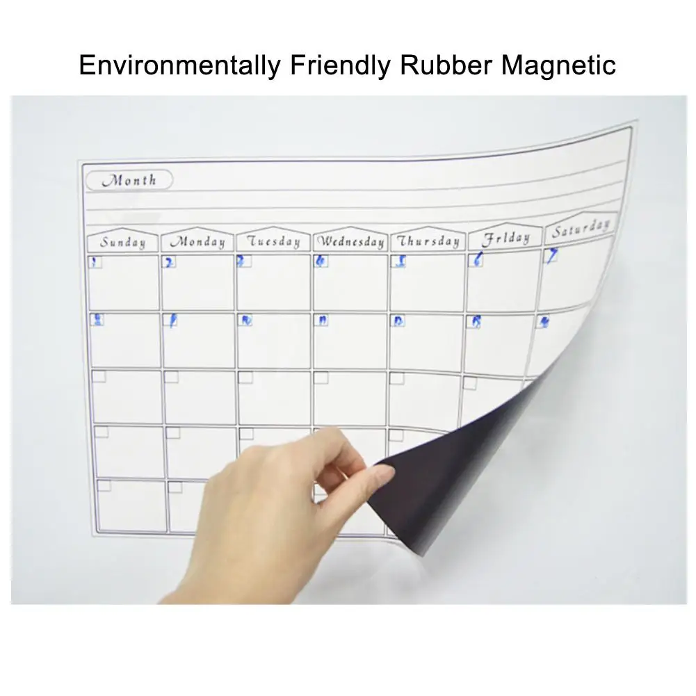 

Removable Erasable Refrigerator PET Magnetic Calendar Weekly Monthly Planner Erasable Schedule Sticker