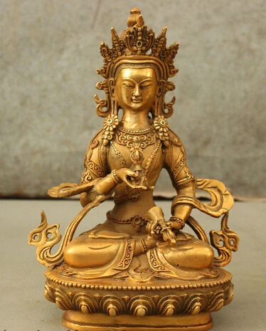 

S07176 8" Tibet Tantra Idol Bronze Gilt Vajrasattva Bodhisattva God Vajra Buddha Statue