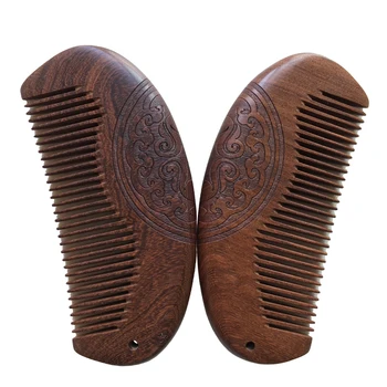 

High Quality Ebony Comb Wood Natural Wood Carved Lettering Gift Ebony Comb No Electrostatic Hair Comb Health Hair Care
