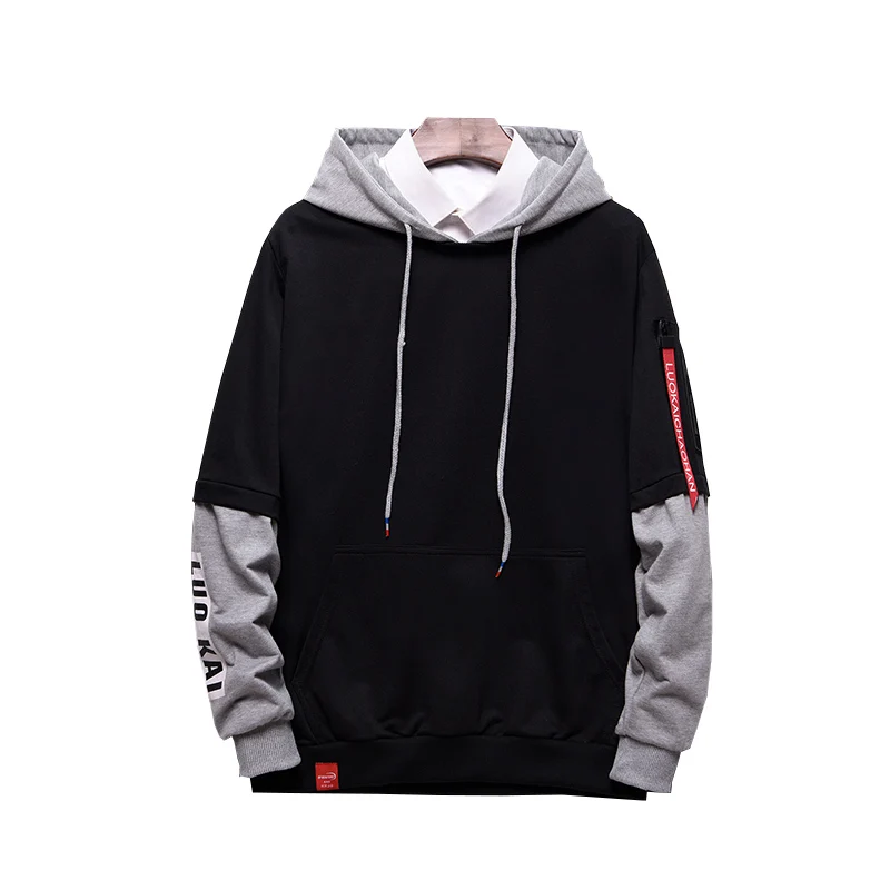 

Men Hip Hop patchwork Pullover Hoodies 2018 Autumn Winter Warm Thick Sweatshirt hoodies Men high quality Hoody Man Clothing