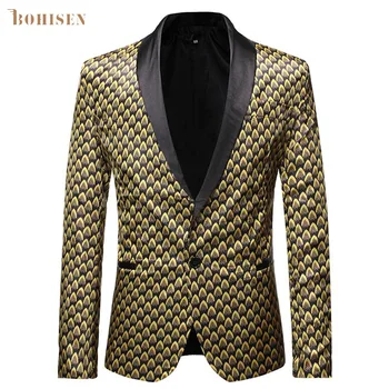 

BOHISEN African Print Men Clothes Dashiki Skirt Long Sleeve Vogue Turn-Down V-Neck Fish Scale Print Male Tops Clothing