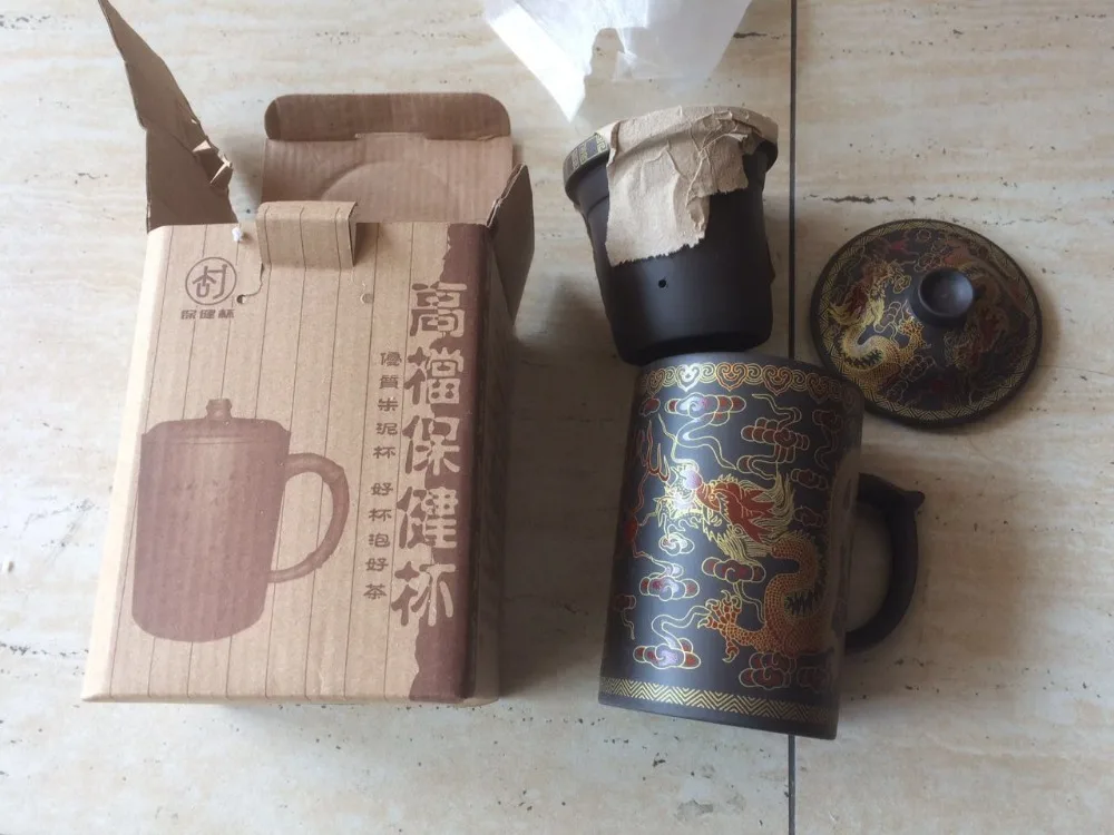 teaset escritório presente copo preto vermelho dragão tampa copo