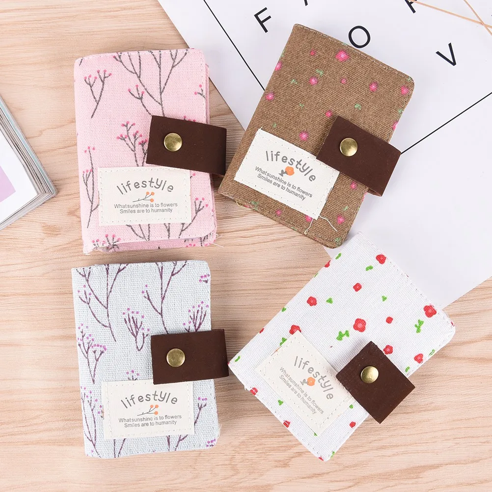 1PCS ID Card Holder Business Card Holder Canvas Cute Floral Female
