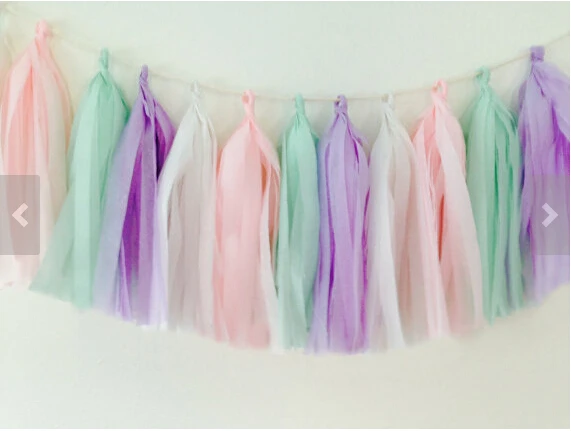 20pcs Tissue Paper Tassel Garland Banner Diy Kits Pink White