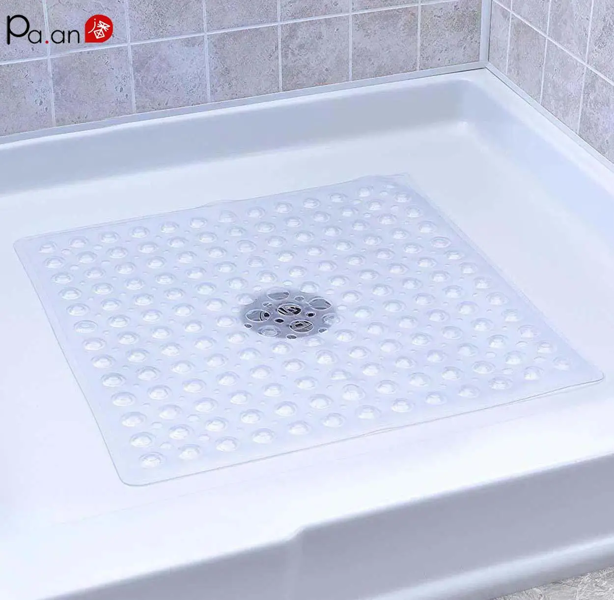 

Quick Drain Shower Mat Anti-slip Bath Mat Carpet for Bathroom Non Slip Square Shower Stalls Machine Washable Suction Cups