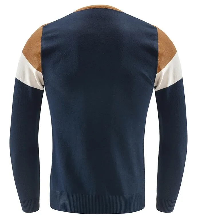 HaiFux мужской мужской модный смешанный цвет свитер мужской досуг тонкий Pull Homme v-образный вырез с длинными рукавами свитер однотонный XXL