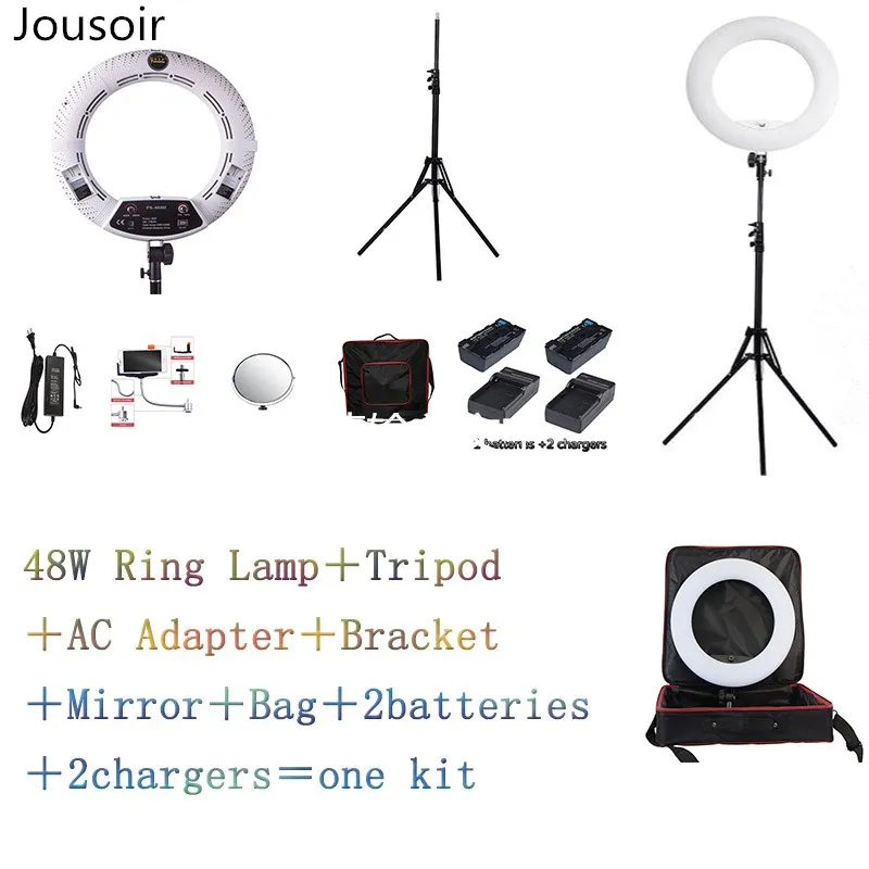 

FS-480II Yidoblo white Warm & cold adjustable beauty salon make up LED Ring Light LED Lamp+ 2M standing+Bag + Battery CD50