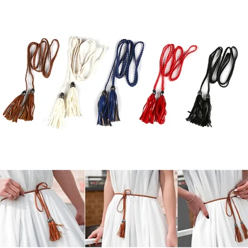 

Women Lady Elastic Buckle Wide/Tassel Waistband Retro Corset Stretch Waist Belt