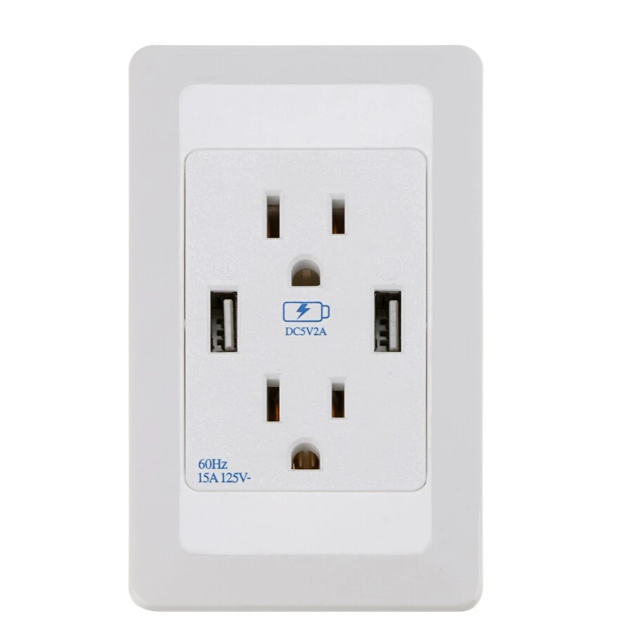 For US PLUG! Dual USB Port Wall socket Electric Charger
