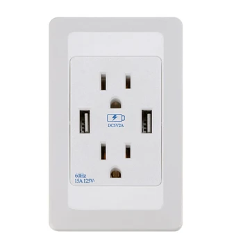 

For US PLUG! Dual USB Port Wall socket Electric Charger Station Socket Power Outlet