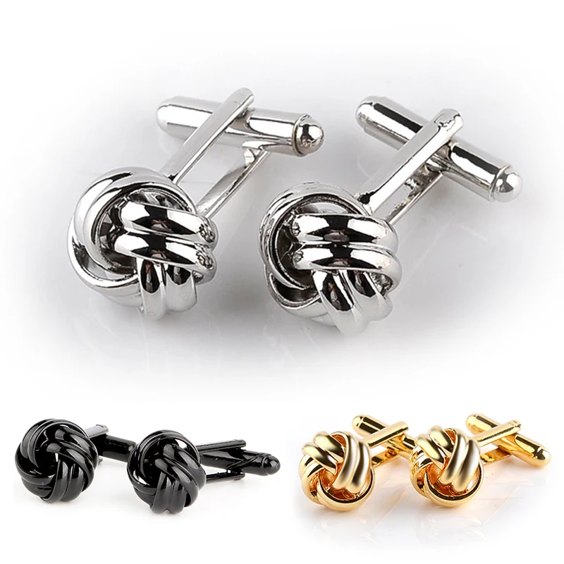 

French Style Fashion Knot Design Men Cufflinks Gold Silver Black Party Suit Shirt Cuff Buttons Male Personalized Gemelos