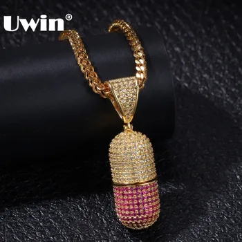 

UWIN Fashion Openable Multi-colored Bottle Shape Necklace Pendant Full Iced Cubic Zirconia Mens Hiphop Jewelry Drop Shipping