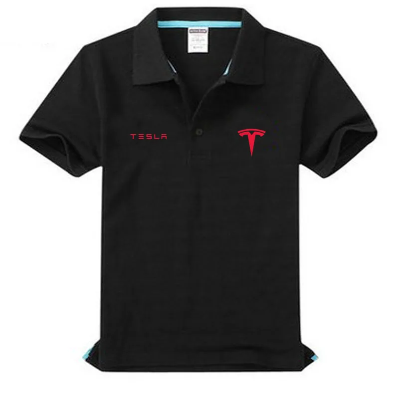 

Brand clothing Tesla logo Polo Shirt Casual solid male polo shirt Short Sleeve High quality