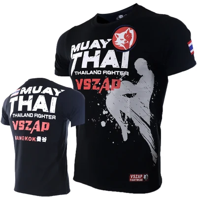 Футболка VSZAP Thailand boxing MUAY THAI тренировочная Боевая футболка - Цвет: Black