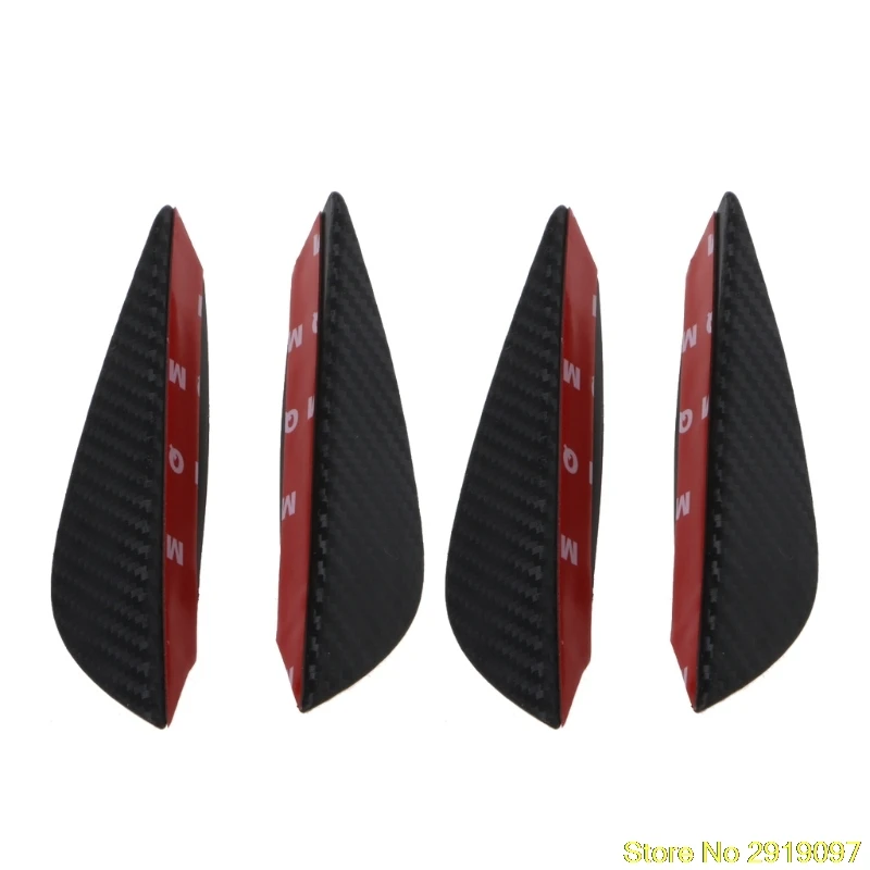

New Arrive 4X Universal Carbon Fiber Fit Front Bumper Lip Splitter Fins Body Spoiler Canard Valence Chin Drop Shipping Support