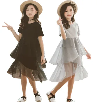 

Teen Girls Children Layered Dress Black Mesh Kids Princess Dresses for Girls Clothes 2019 Summer Kids Costume 10 12 14 Years