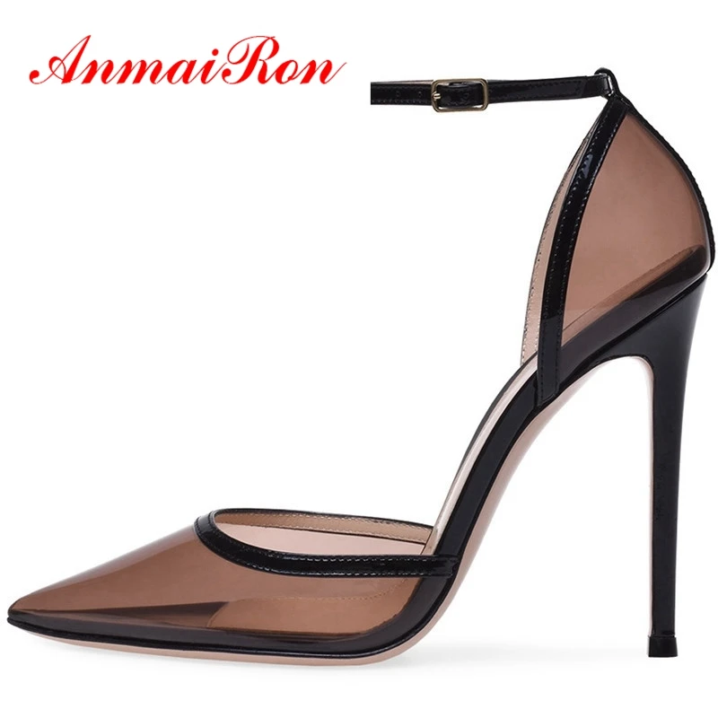 

ANMAIRON Synthetic Pointed Toe Casual Women High Heels Basic Super High Zapatos Mujer Tacon Ladies Shoes Size 35-45 LY1201