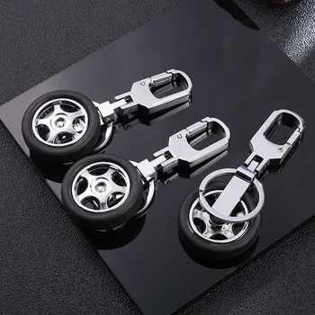 

3D Simulation tires Model car keychain ring model metal wheel leather rope men auto car Chain Pendant Alloy Holder for BWM gift