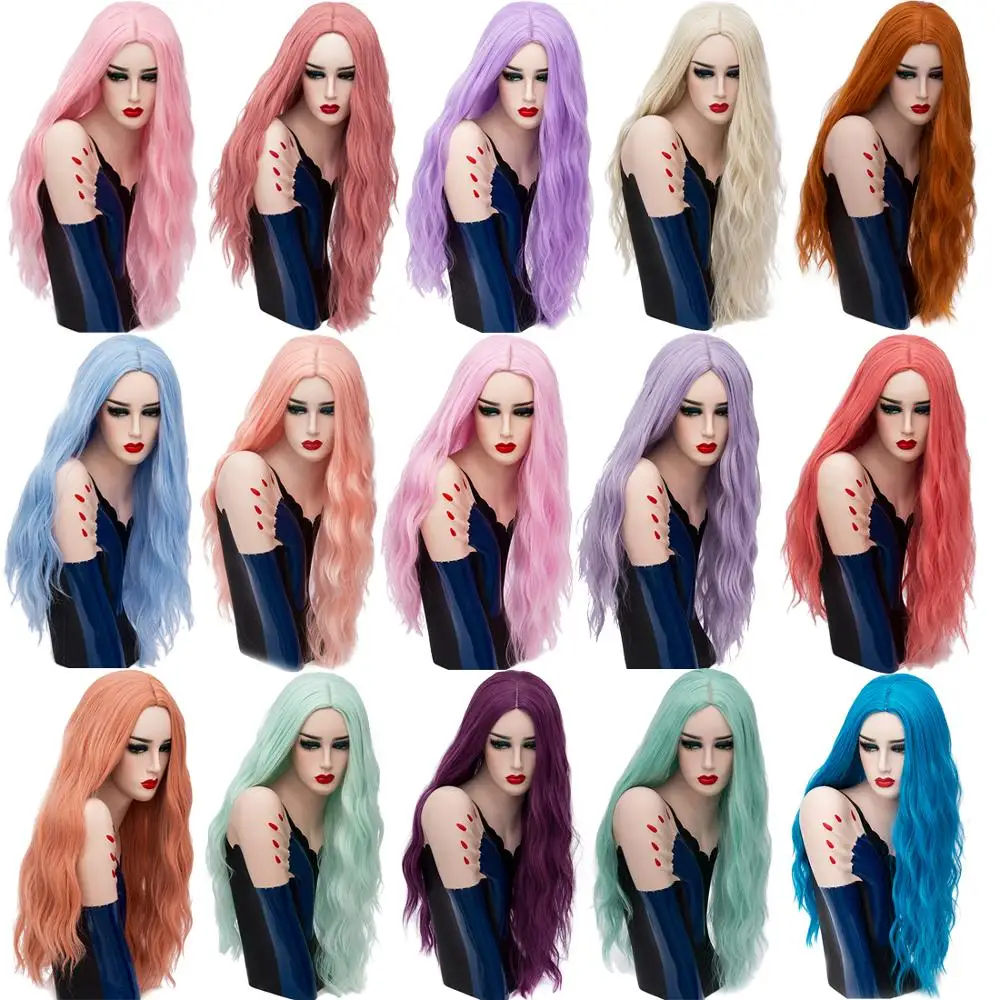 MSIWIGS 70 CM pelucas onduladas rosas largas Cosplay peluca Rubia de mujer sintética Natural 29 colores pelo resistente al calor MSIWIGS 70 CM pelucas onduladas rosas largas Cosplay peluca Rubia de mujer sintética Natural 29 colores pelo resistente al calor