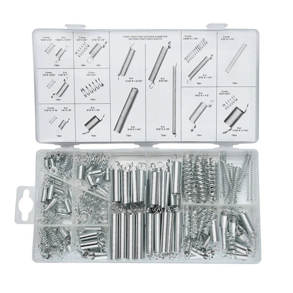 

200Pcs/Set Stainless Steel Spring Kit Metal Coil Tension Compression Springs Assortment Hardware Accessories for Electronics