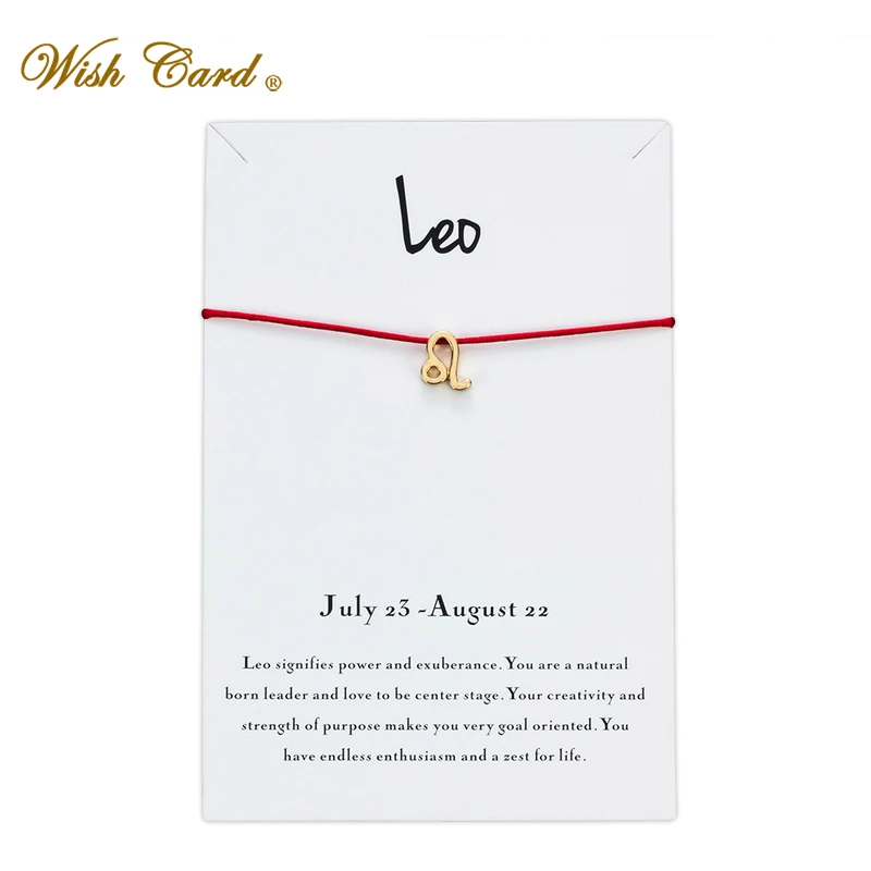 

Wish Card Gold Leo Constellation Bracelet for Women Wish Charms Trendy Jewelry Girls Women Gift Jewelry Drop shipping CN128