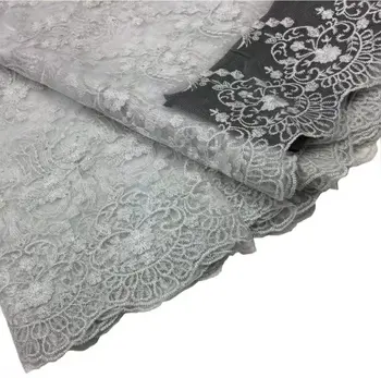 

3D flowers embroidery lace white African Lace Fabric for beautiful wedding dress,fashion chiffon 3 d flowers lace fabric party