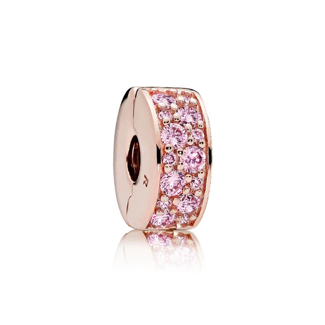 

SIENTO100% 925 sterling silver 1:1 Genuine Gem 781817PCZ ROSE PINK SHINING ELEGANCE CLIP Fit DIY Bracelet Original Women Wedding
