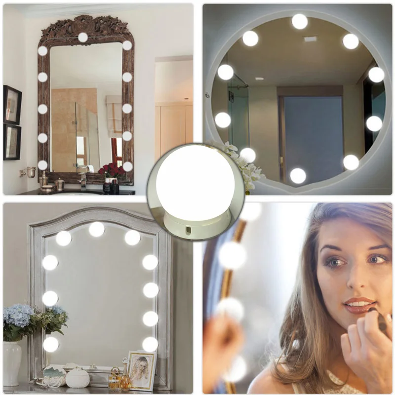  LED Backlit Mirror Light Bulb Hollywood Vanity Lights 6 10 12 Bulbs Kit for Dressing Table Desk wit