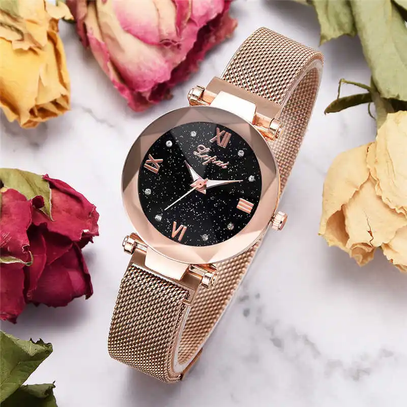 

lvpai Women Girl Starry Sky Crystal Strap Watch Fashion Luxury Stainless Steel Analog Quartz WristWatches gift relogio feminino