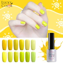 

Lucky Color 12 Colors Pure Yellow Gel Nail Polish High Quality Long-lasting Soak Off UV LED Beauty Nail Art Tools 10ml