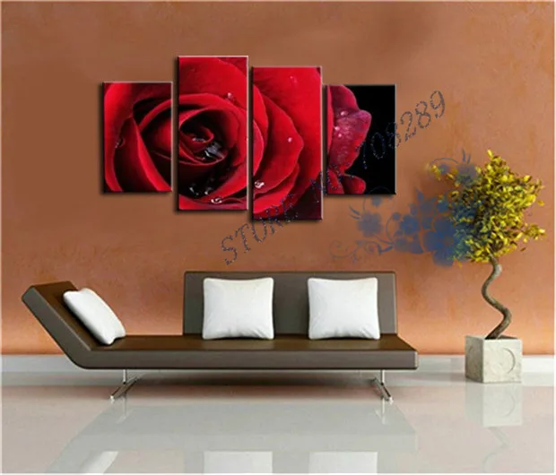 Red Rose Wall Painting Flower Hand painted Canvas Oil Painting Art
