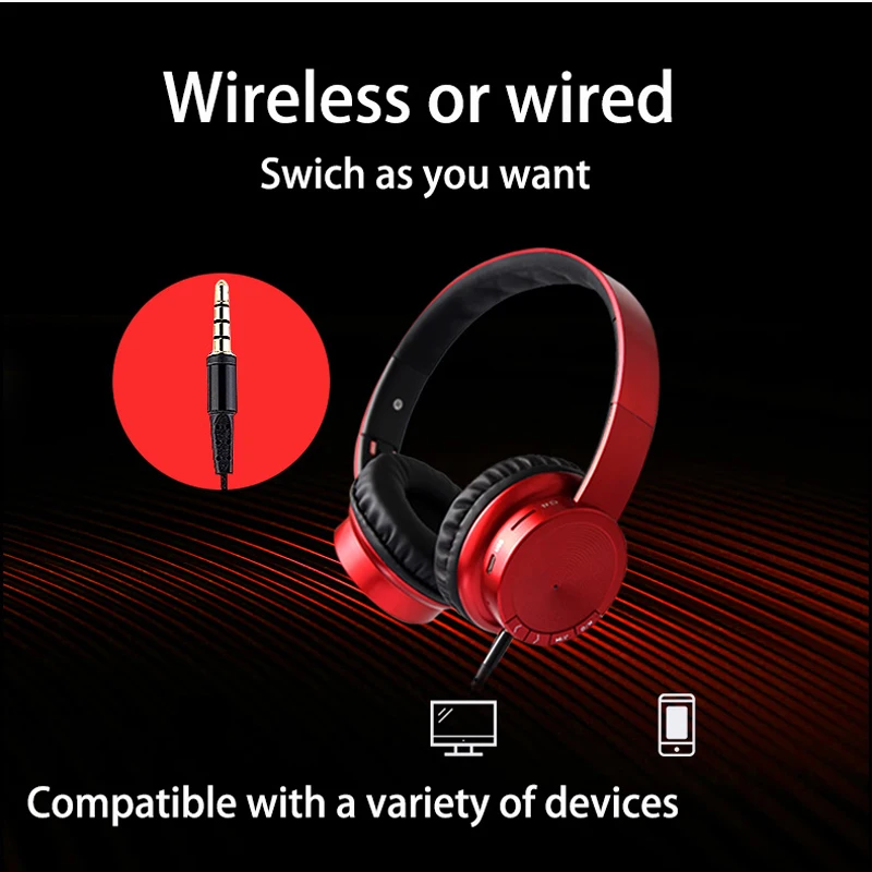 

Wireless Bluetooth 4.2 Headphone Foldable Adjustable Portable Wireless Earphone Support FM TF Card with Mic for Phone PC